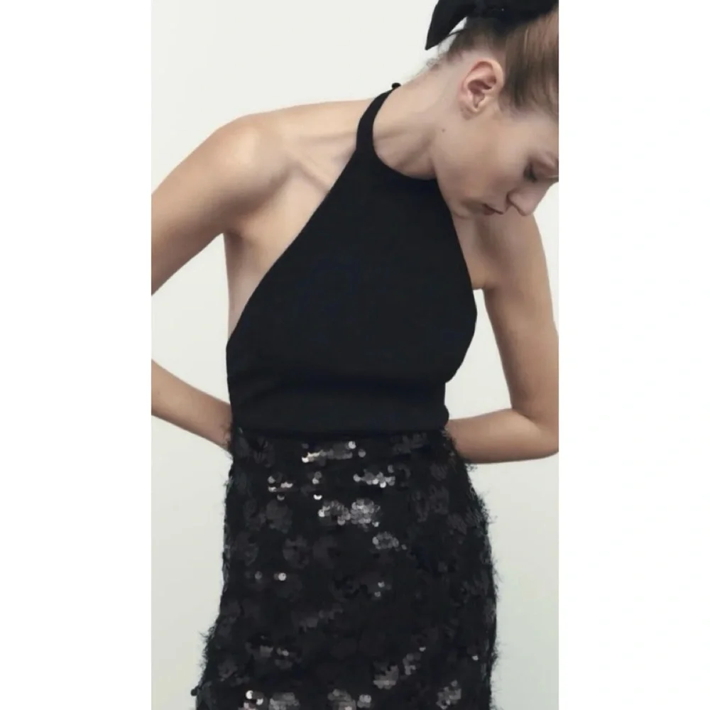 Zara sequin knit halter dress black - Picture 9 of 11